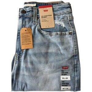 Levi's Women's 721 High Rise Skinny Leg Factory Distressed Stretch Jeans 30 x 30